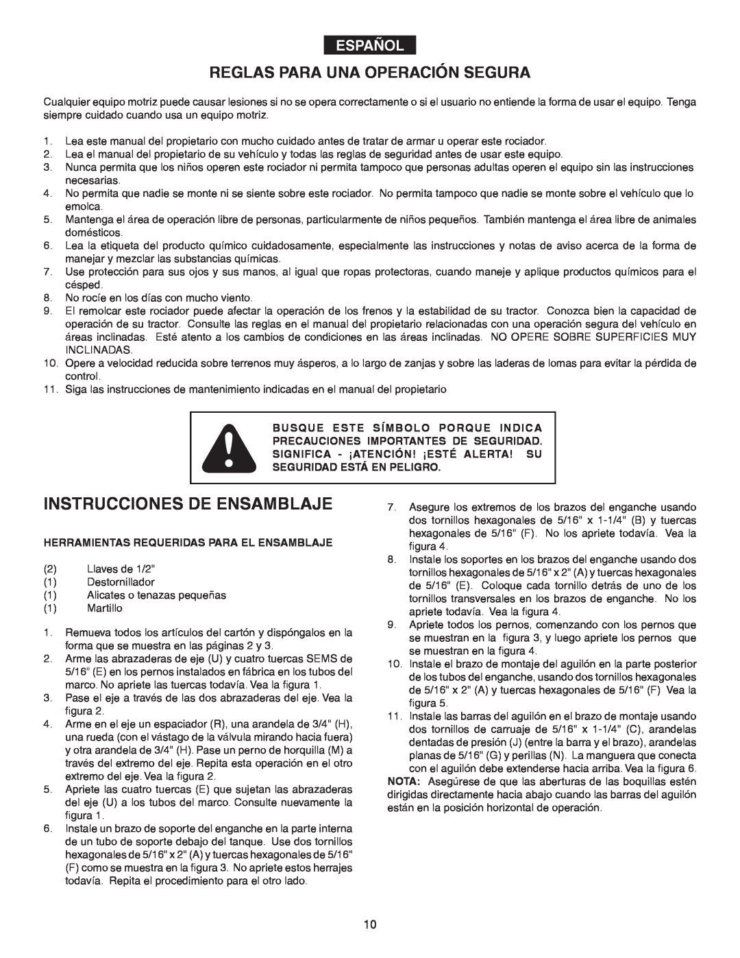 Agri-Fab 45-02932 owner manual Instrucciones De Ensamblaje, Reglas Para Una Operación Segura, Español 