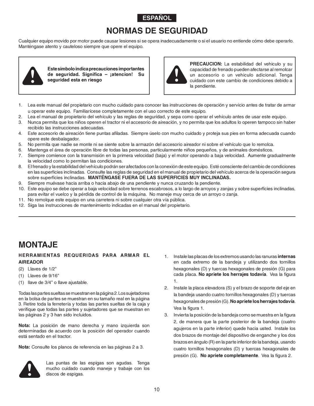 Agri-Fab 45-0346 owner manual Normas DE Seguridad, Montaje 