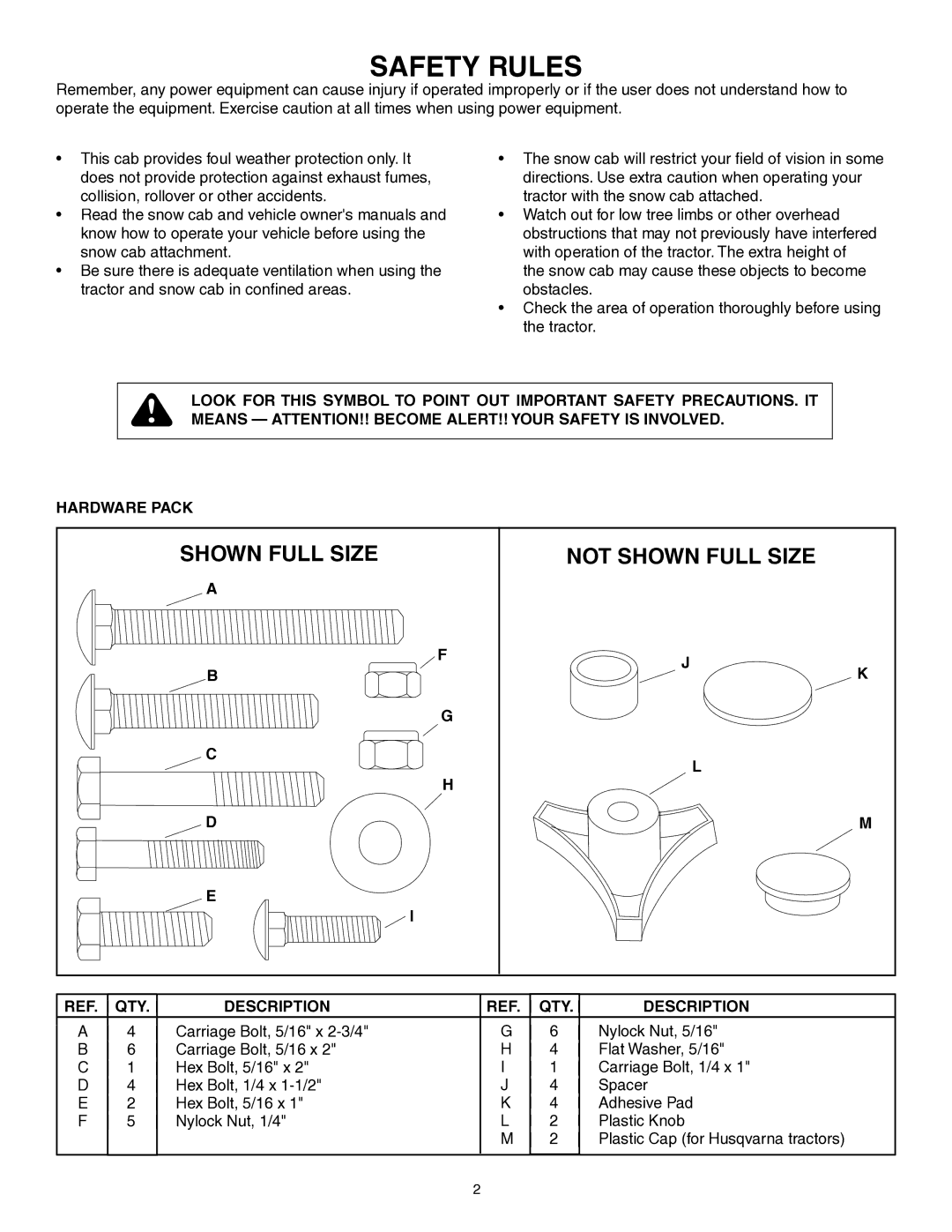 Agri-Fab 45-0402 manual Safety Rules, Description QTY 