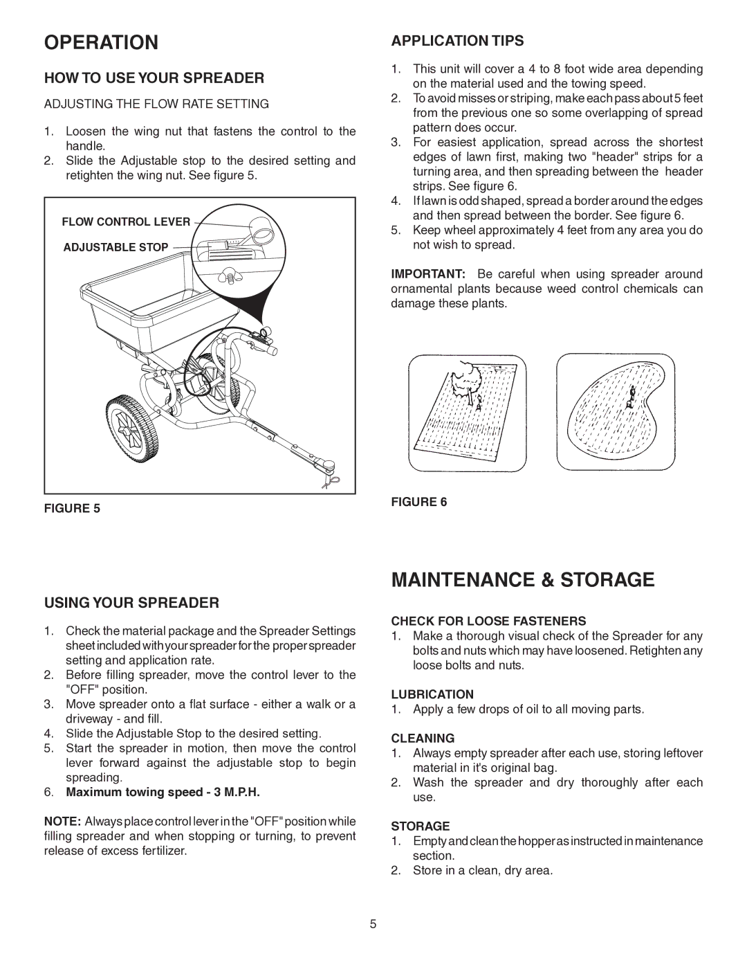 Agri-Fab 45-0410 Operation, Maintenance & Storage, HOW to USE Your Spreader, Application Tips, Using Your Spreader 