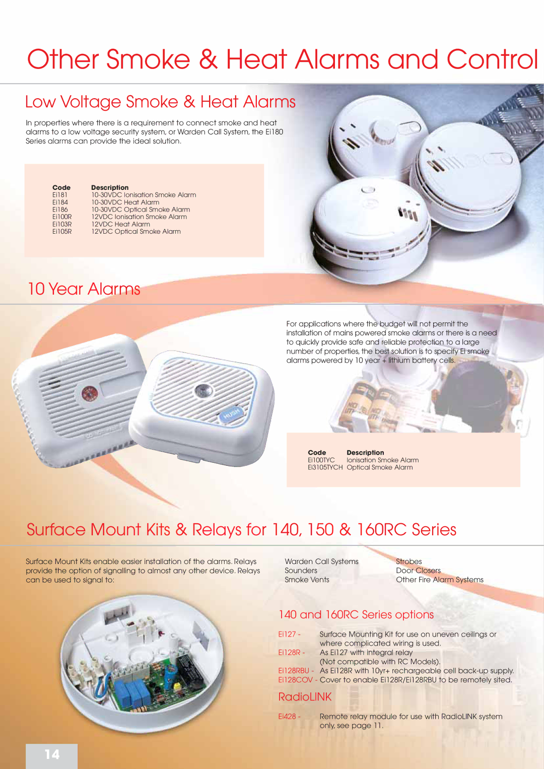 Aico 160 Series manual Other Smoke & Heat Alarms and Control, 160RC Series options, RadioLINK 