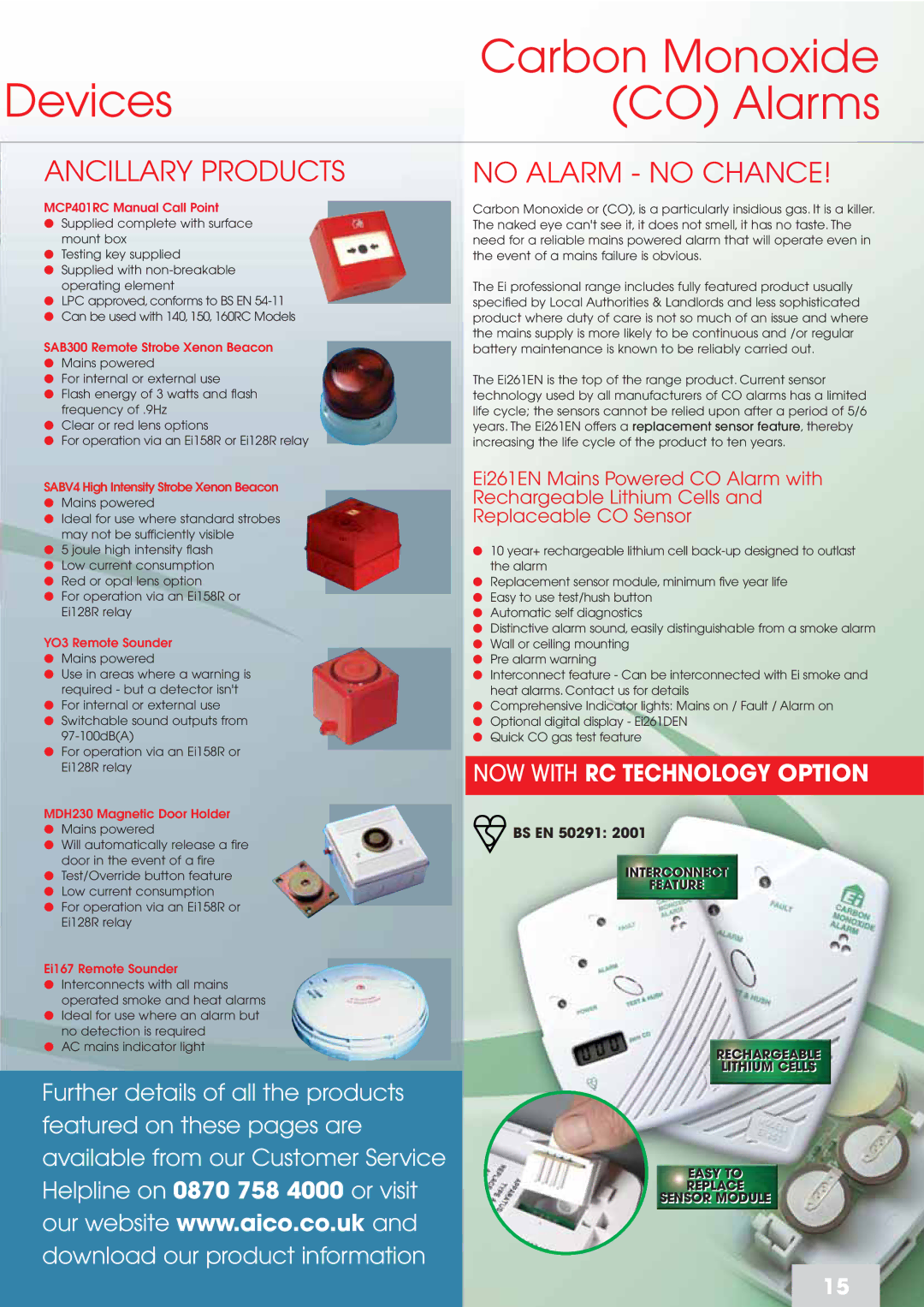 Aico 160 Series manual Devices Carbon Monoxide CO Alarms, Ancillary Products, No Alarm no Chance 