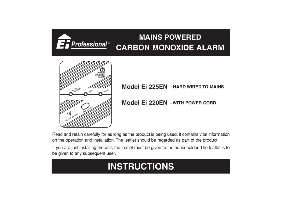 Aico Ei 225EN, Ei 220EN manual Instructions 