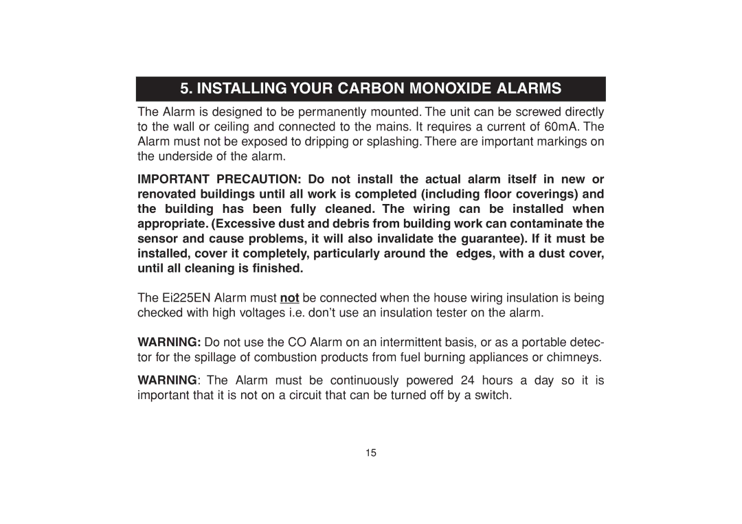 Aico Ei 225EN, Ei 220EN manual Installing Your Carbon Monoxide Alarms 