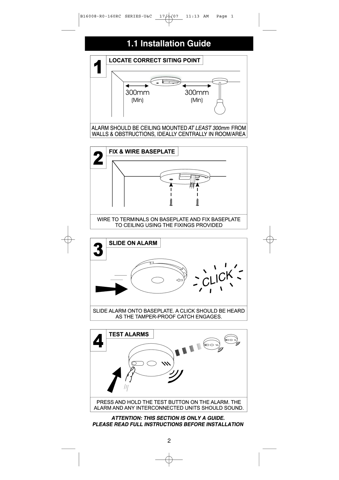 Aico Ei164RC, Ei166RC, Ei168RC, Ei161RC manual Installation Guide 