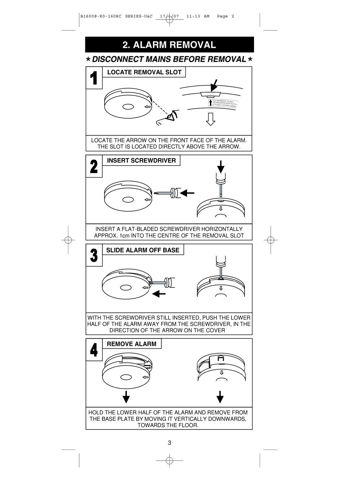 Aico Ei168RC, Ei166RC, Ei164RC, Ei161RC manual Alarm Removal 