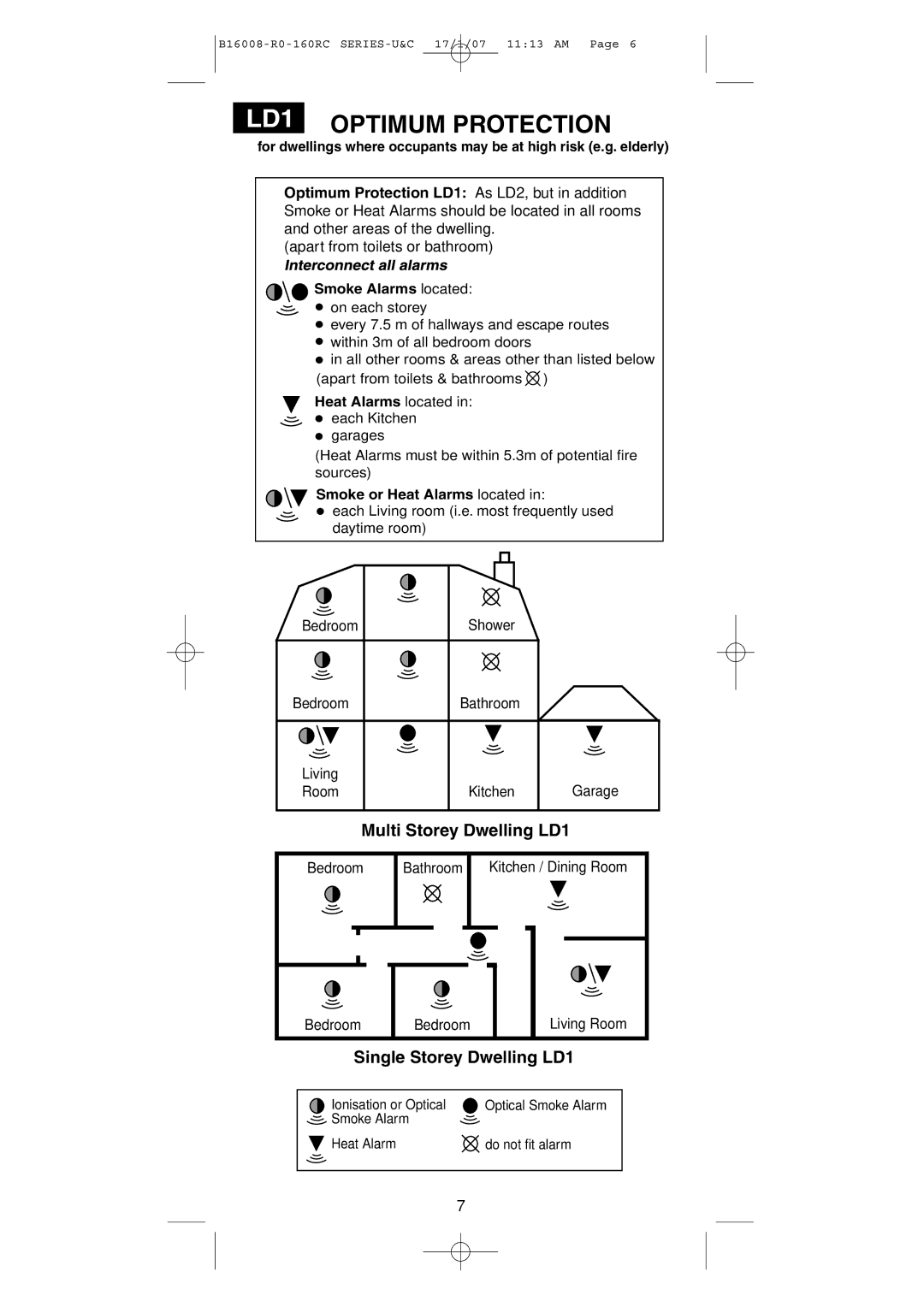 Aico Ei168RC, Ei166RC, Ei164RC, Ei161RC manual Multi Storey Dwelling LD1, Single Storey Dwelling LD1 