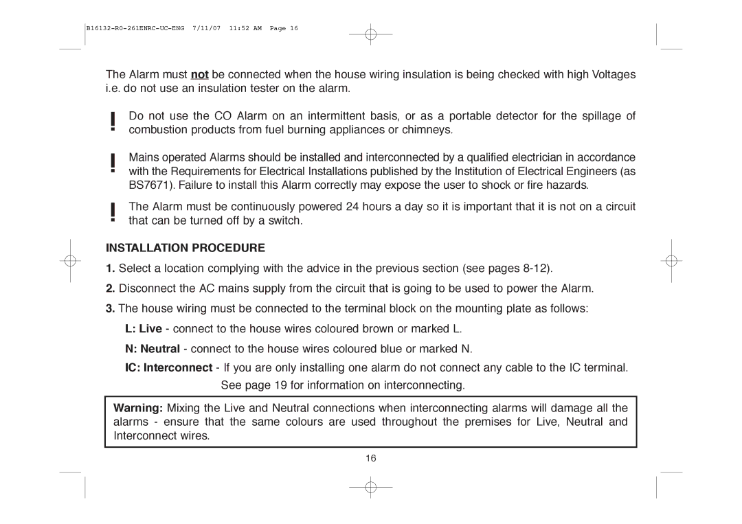 Aico Ei261DENRC, Ei261ENRC manual Installation Procedure 