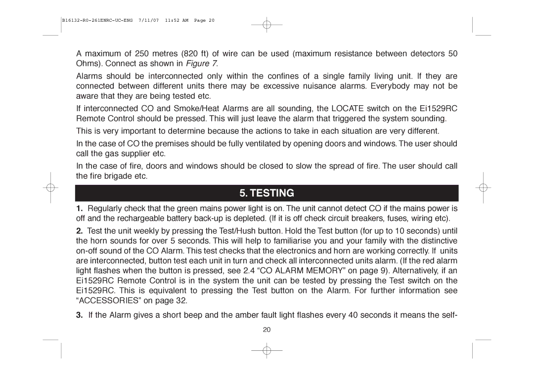 Aico Ei261DENRC, Ei261ENRC manual Testing 