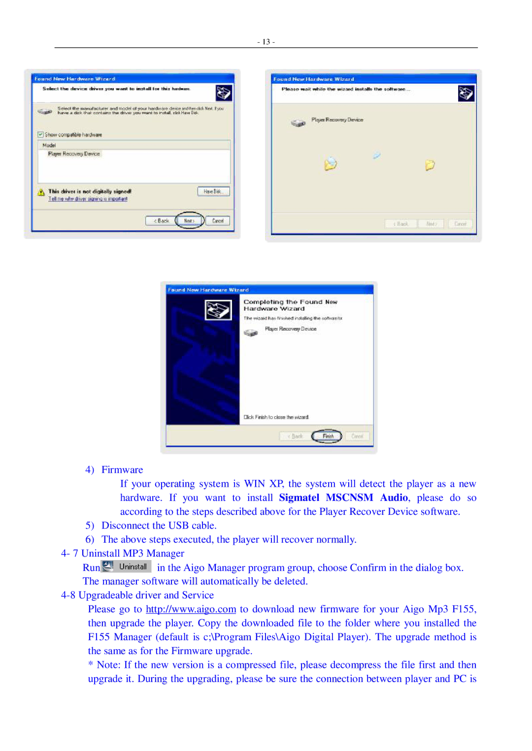 Aigo F155 user manual 