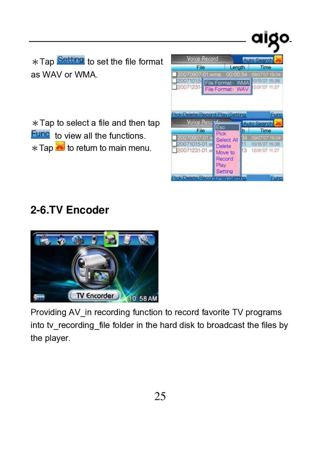 Aigo P882 manual TV Encoder 