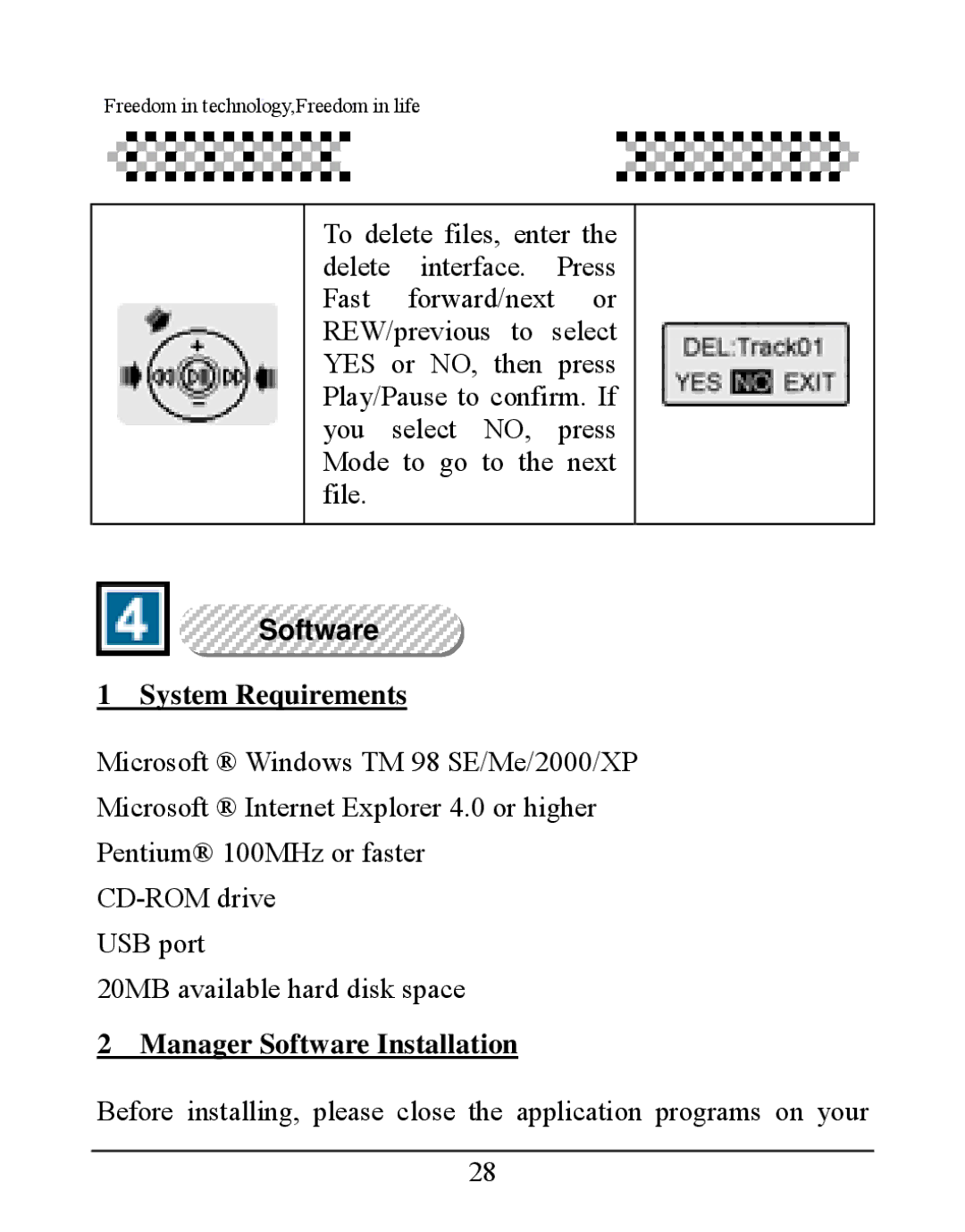 Aigo UM-F158 user manual System Requirements, Manager Software Installation 