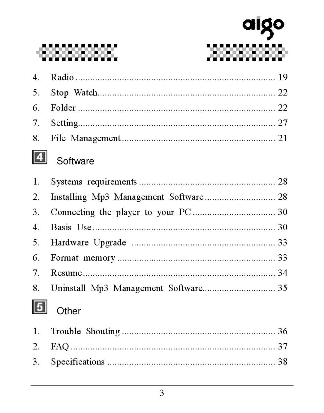 Aigo UM-F158 user manual Software, Other 