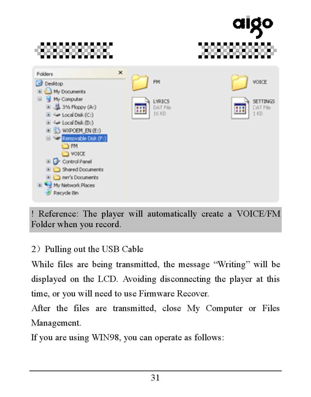 Aigo UM-F158 user manual 