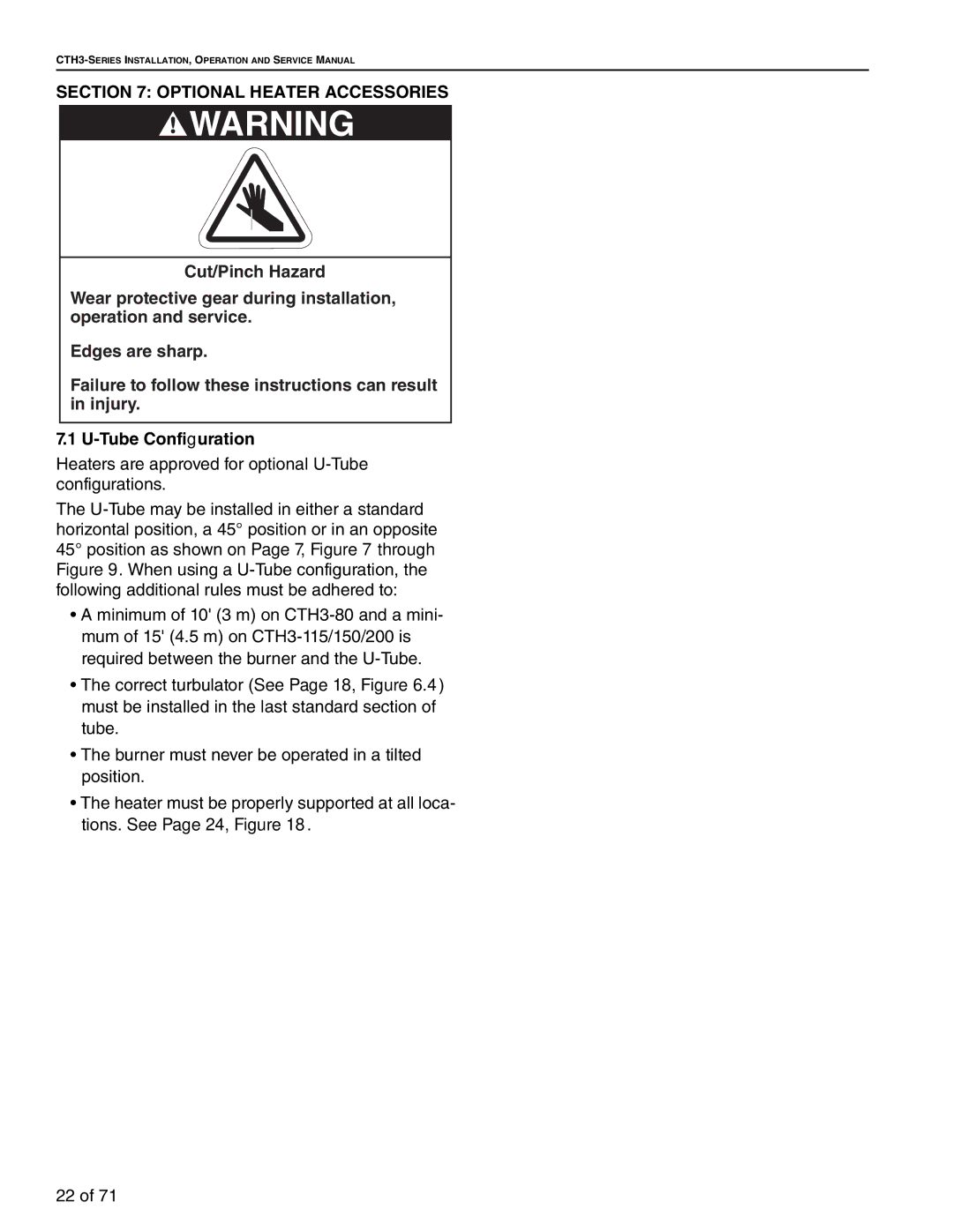 Aiko CTH3-150, CTH3-80, CTH3-200, CTH3-115 service manual Optional Heater Accessories, Tube Configuration 