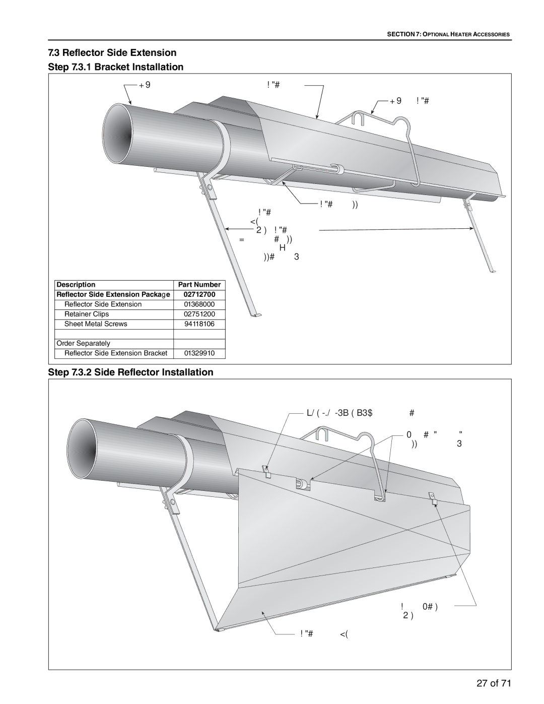 Aiko CTH3-80, CTH3-150, CTH3-200, CTH3-115 service manual Reflector Side Extension, Side Reflector Installation 