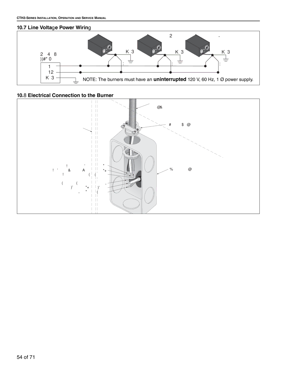 Aiko CTH3-150, CTH3-80, CTH3-200, CTH3-115 service manual Line Voltage Power Wiring, Electrical Connection to the Burner 