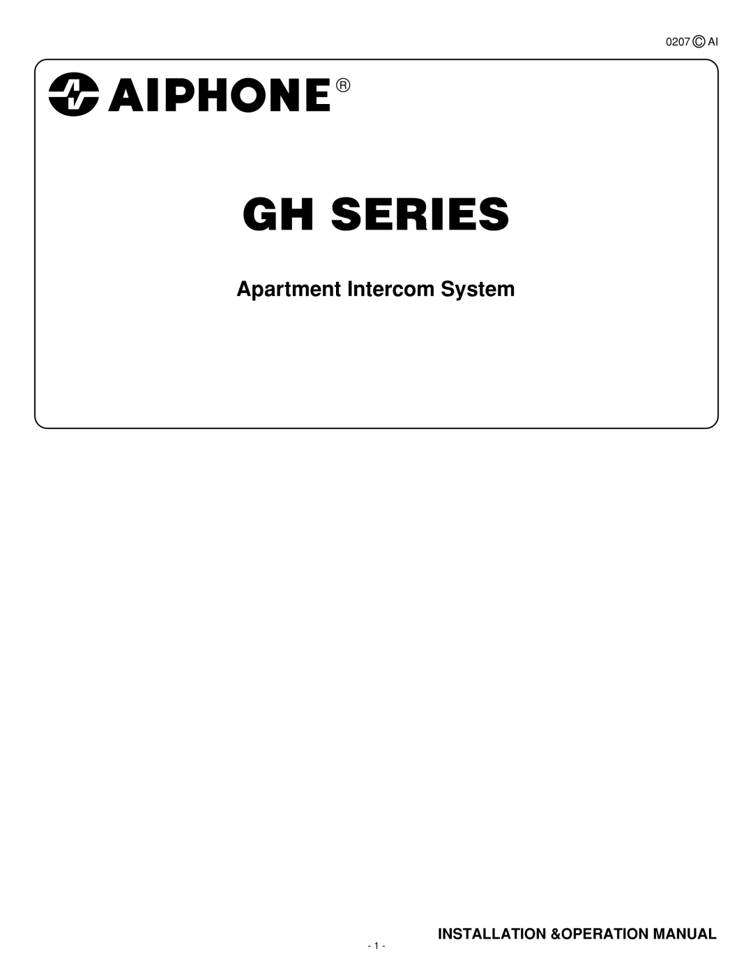 Aiphone 0207 AIC operation manual GH Series 