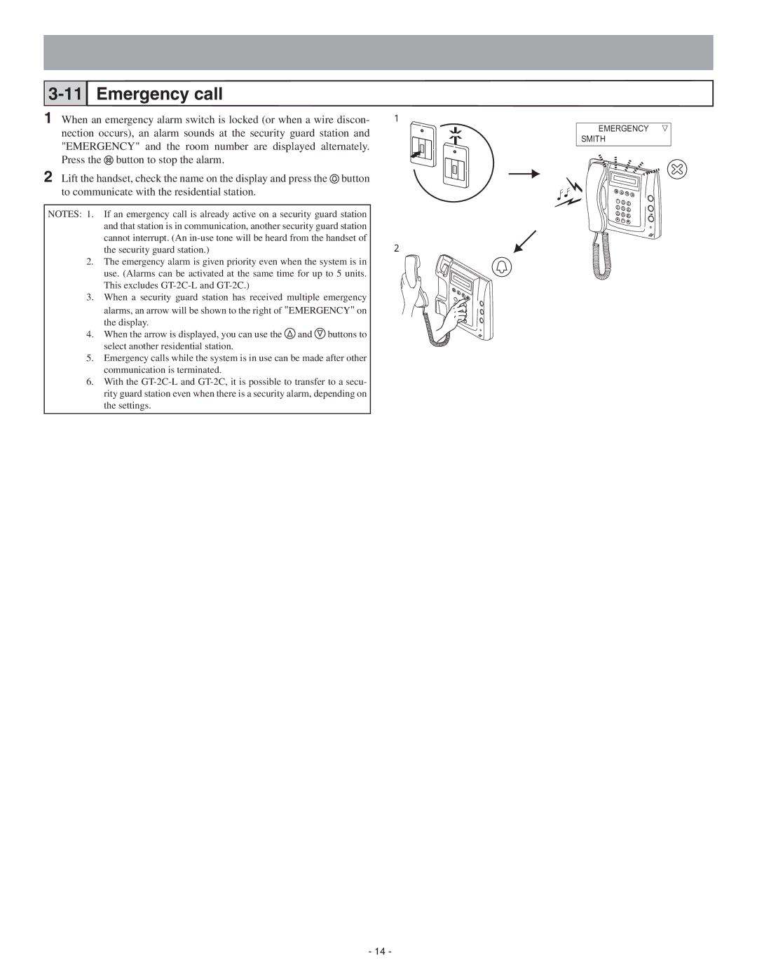 Aiphone 0311 A OI operation manual Emergency call 