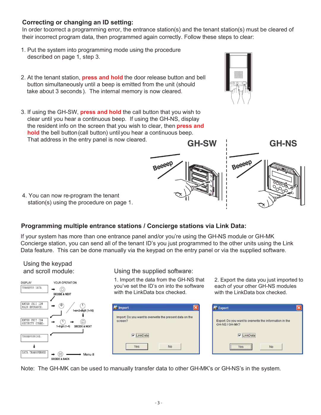 Aiphone 410 operation manual Correcting or changing an ID setting 