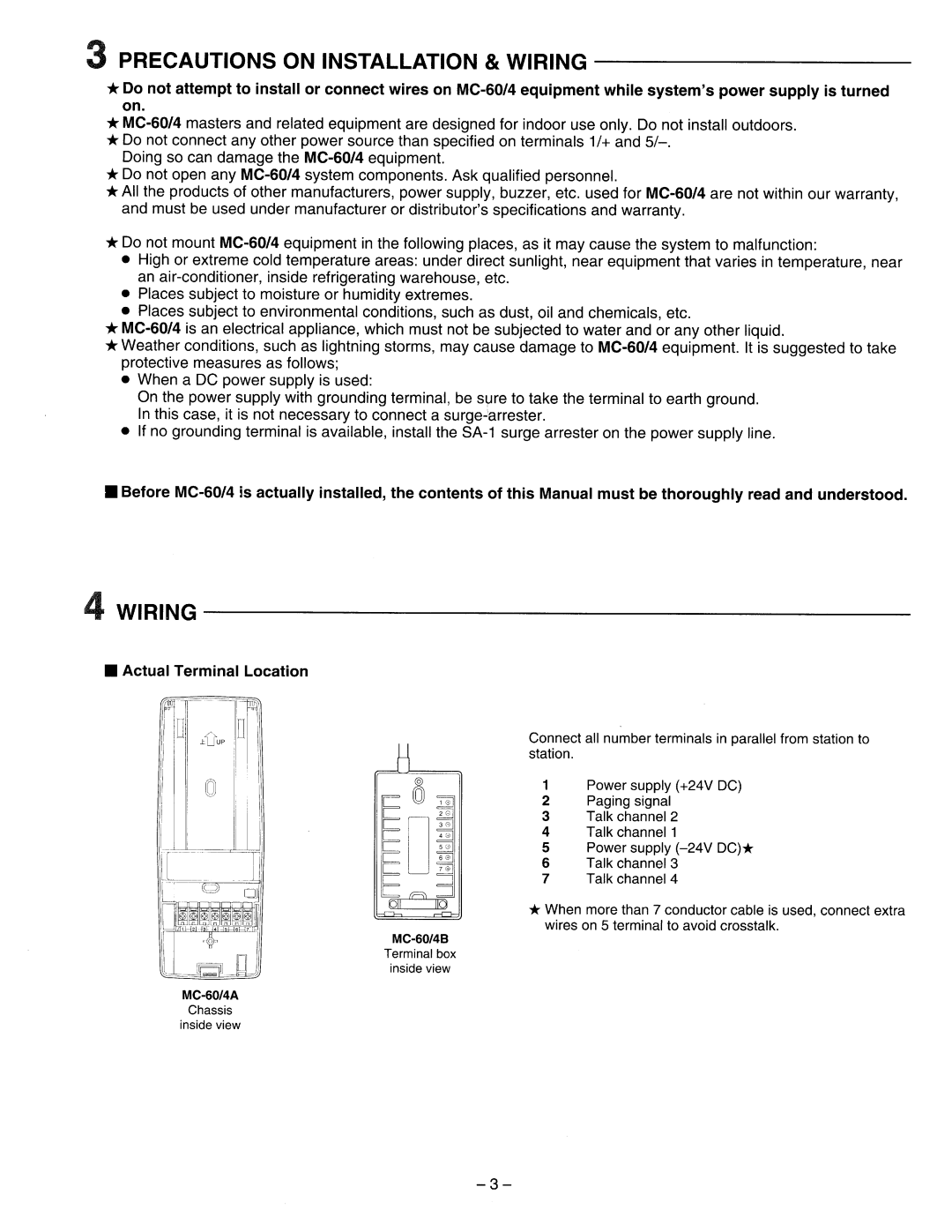 Aiphone MC-60/4B, MC-60/4A manual 