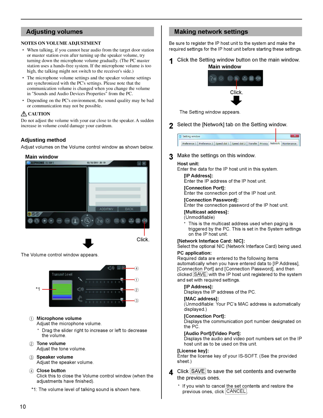 Aiphone 514426 A 0611YZ operation manual Adjusting method 