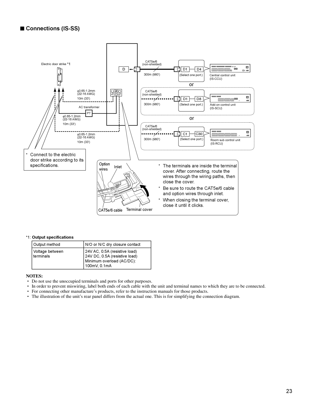 Aiphone 834168 C P0811JZ installation manual Connections IS-SS 