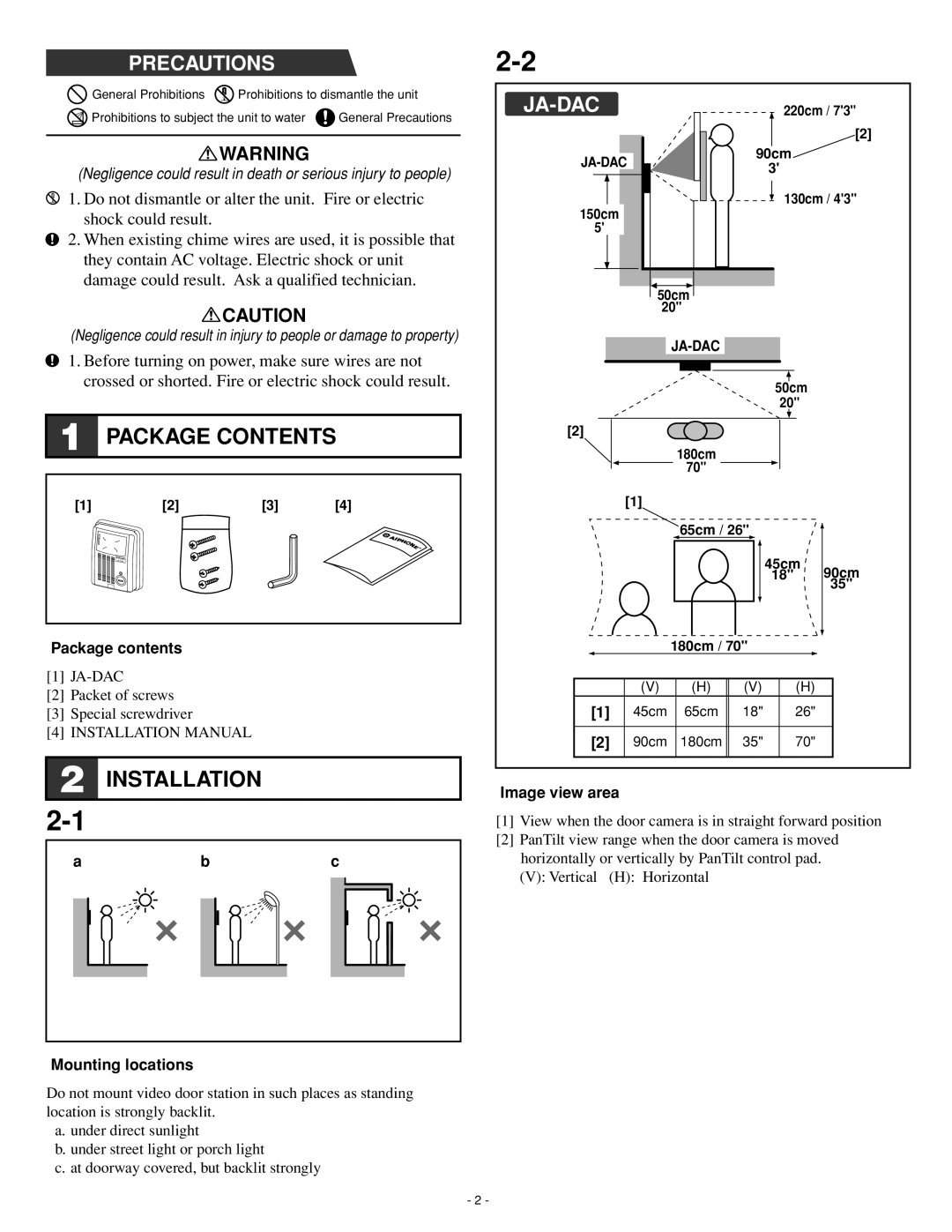 Aiphone 834584 0704 A installation manual Package Contents, Installation 