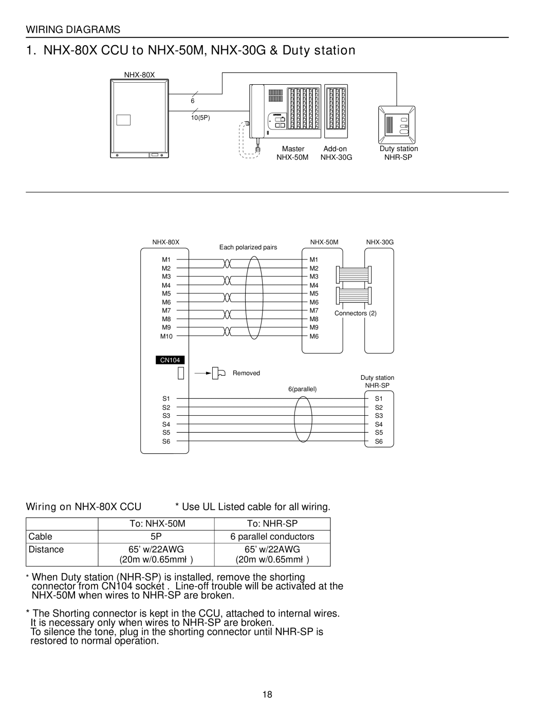 Aiphone 83873900 0602 E installation manual NHX-80X CCU to NHX-50M, NHX-30G & Duty station, Wiring Diagrams 