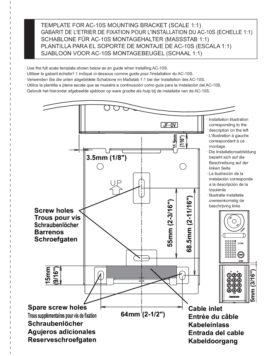 Aiphone AC-10S Bezieht sich auf die, Beschreibung auf der, Linken Seite, · La ilustración de la, Instalación corresponde 