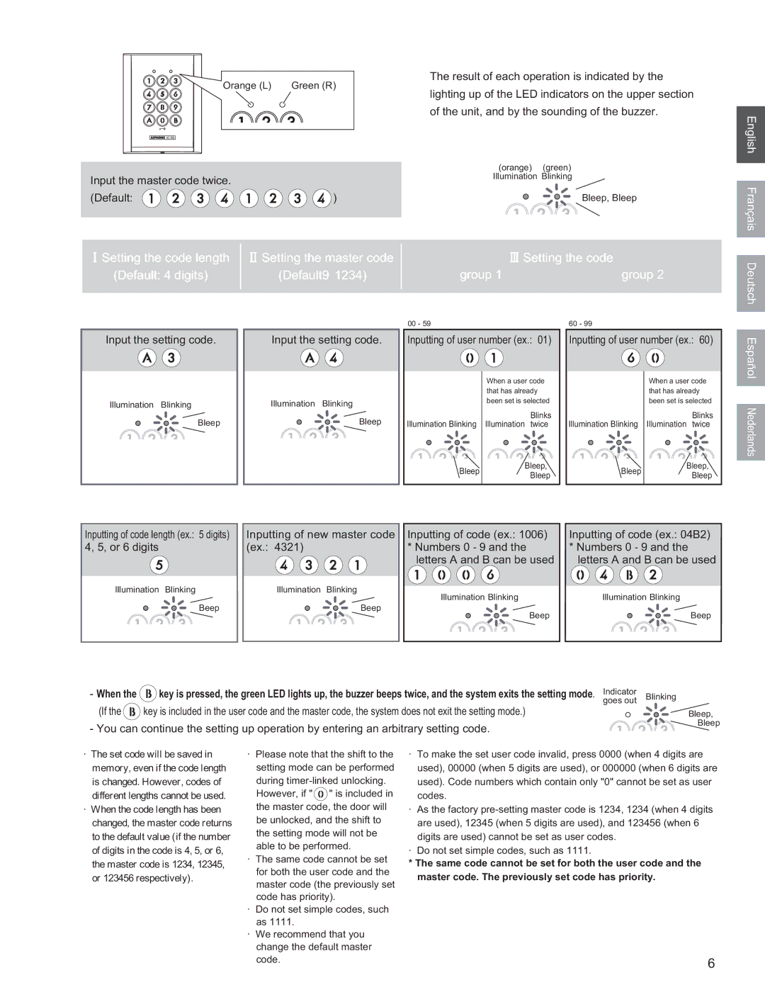 Aiphone AC-10S, AC-10F operation manual English Français Deutsch 