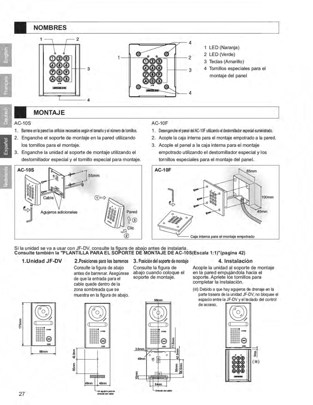 Aiphone AC-10S operation manual 