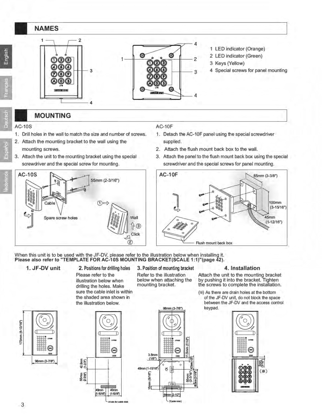 Aiphone AC-10S operation manual 