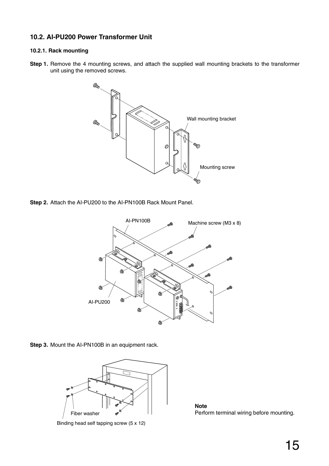 Aiphone AI-900 installation manual AI-PU200 Power Transformer Unit 