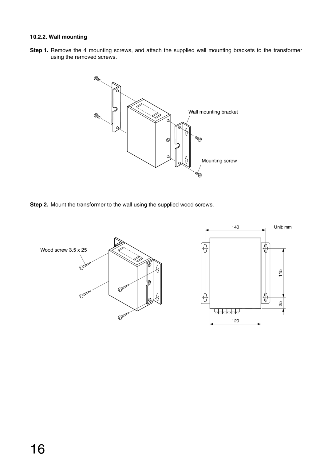 Aiphone AI-900 installation manual Wall mounting 