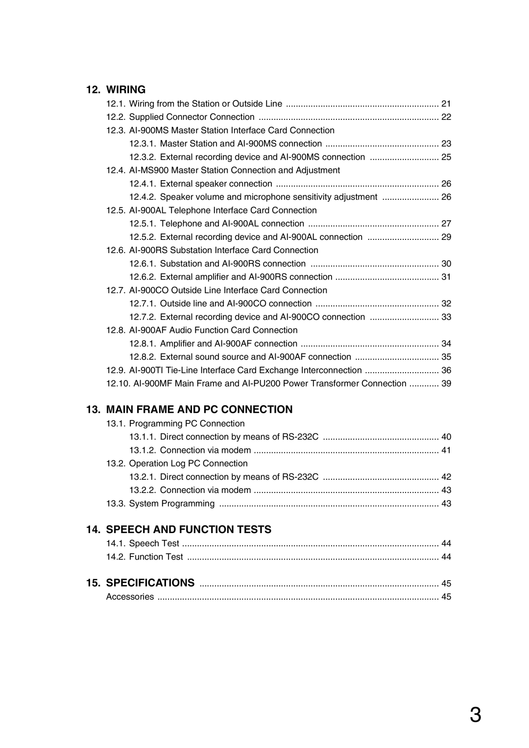 Aiphone AI-900 installation manual Speech and Function Tests 