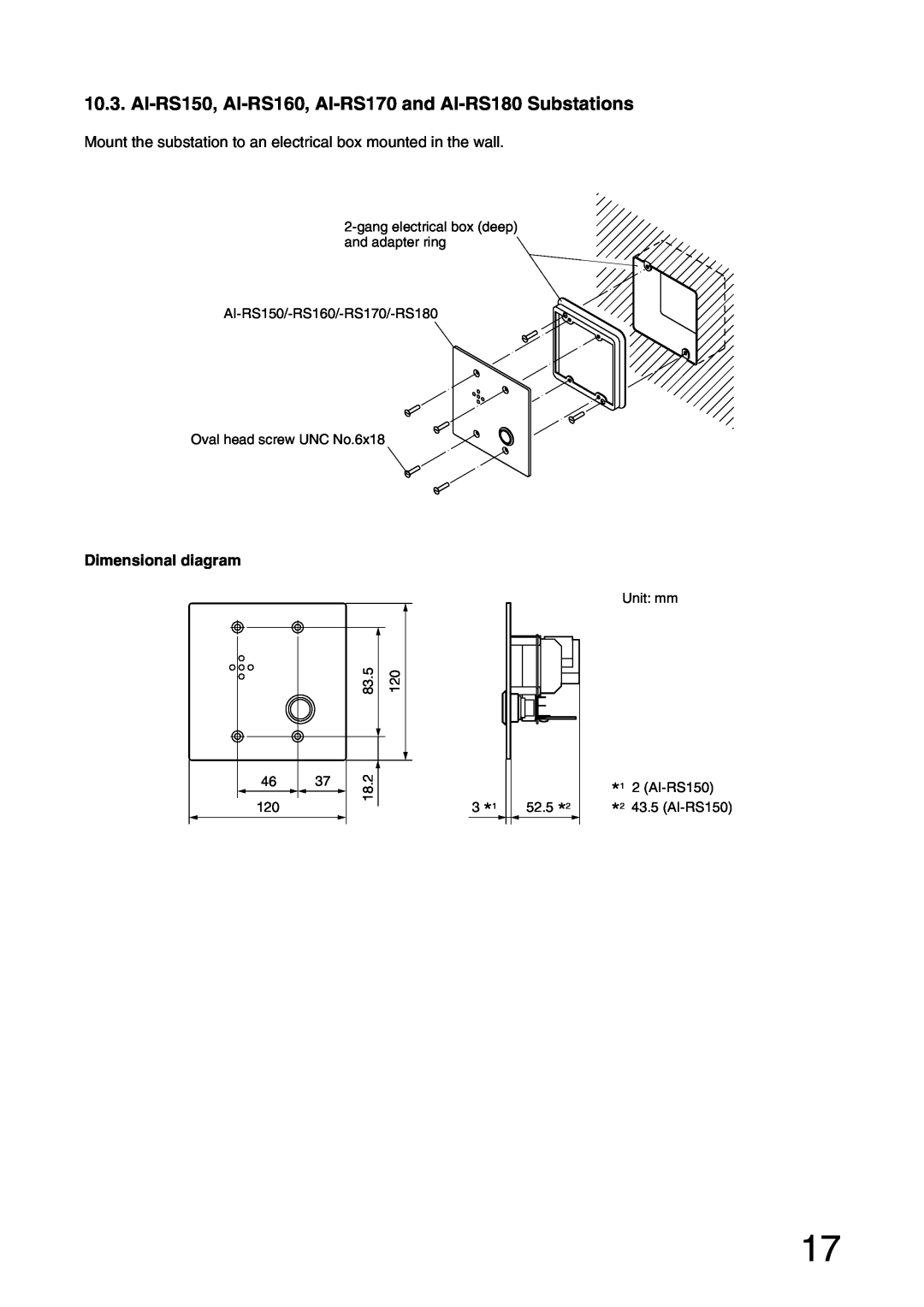 Aiphone AI-900 installation manual Dimensional diagram 