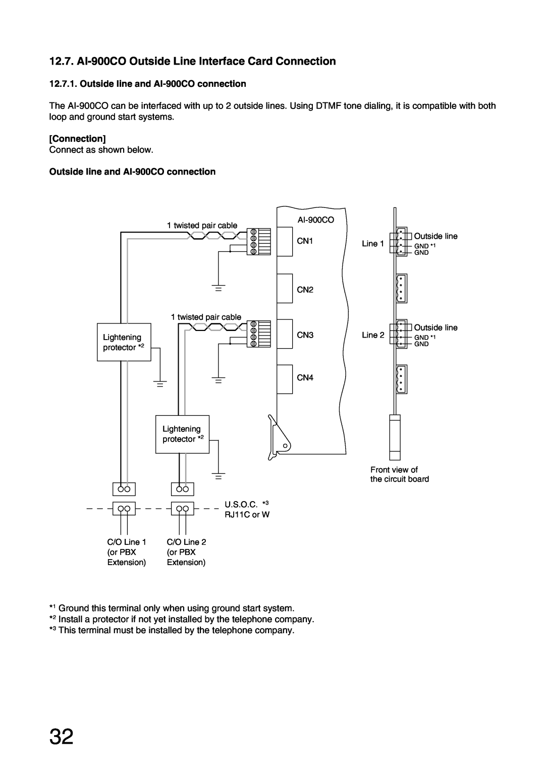 Aiphone installation manual Outside line and AI-900COconnection, Connection 