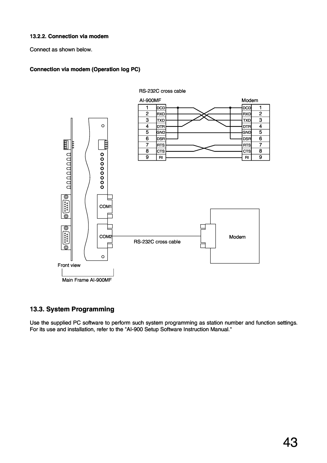 Aiphone AI-900 installation manual System Programming, Connection via modem Operation log PC 