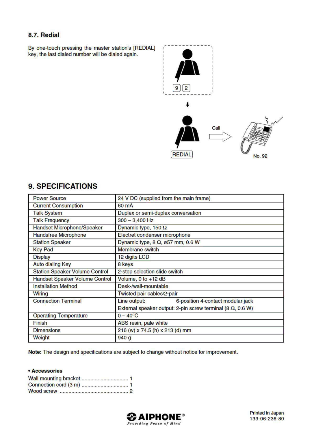 Aiphone AI-MS900 manual 