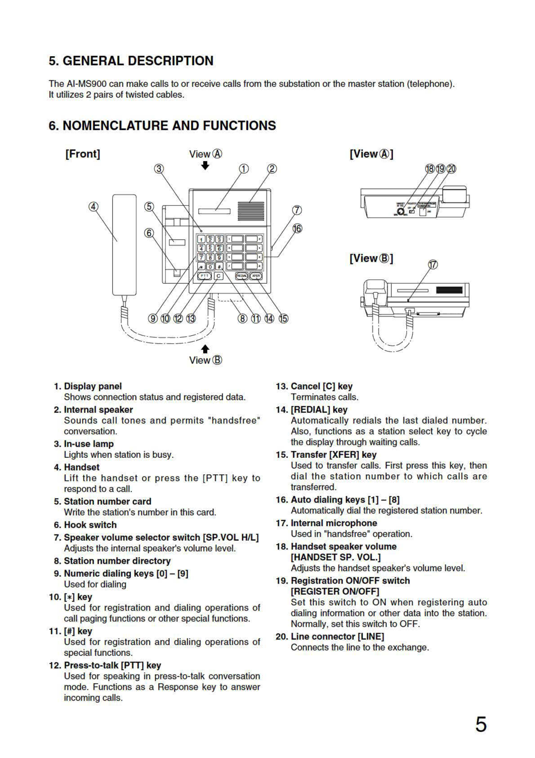 Aiphone AI-MS900 manual 