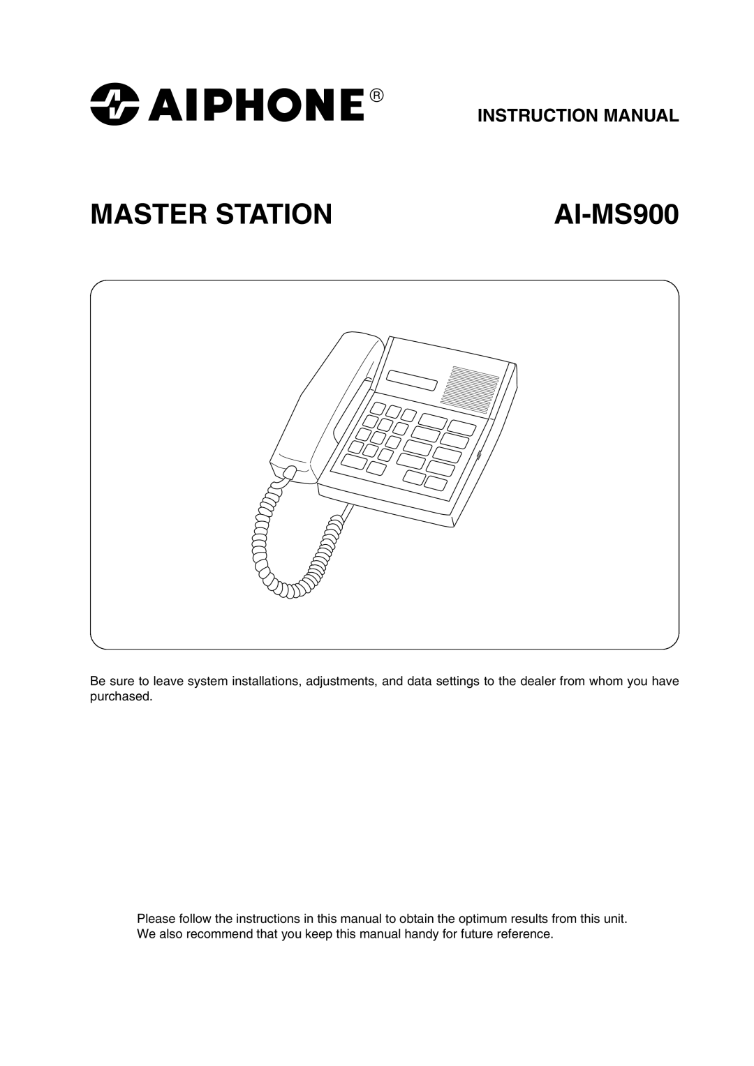 Aiphone AI-MS900 instruction manual Master Station 