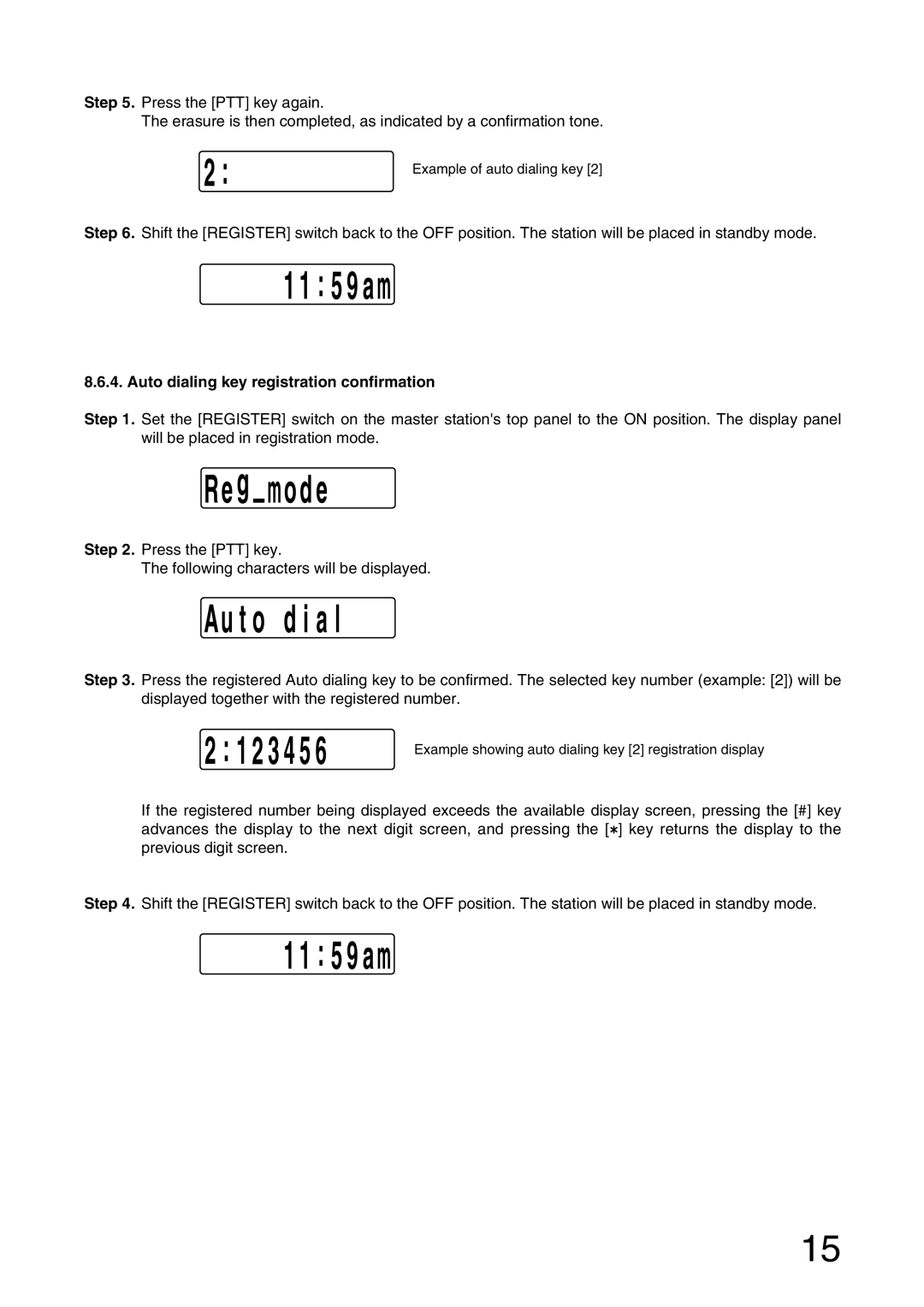 Aiphone AI-MS900 instruction manual Auto dialing key registration confirmation 