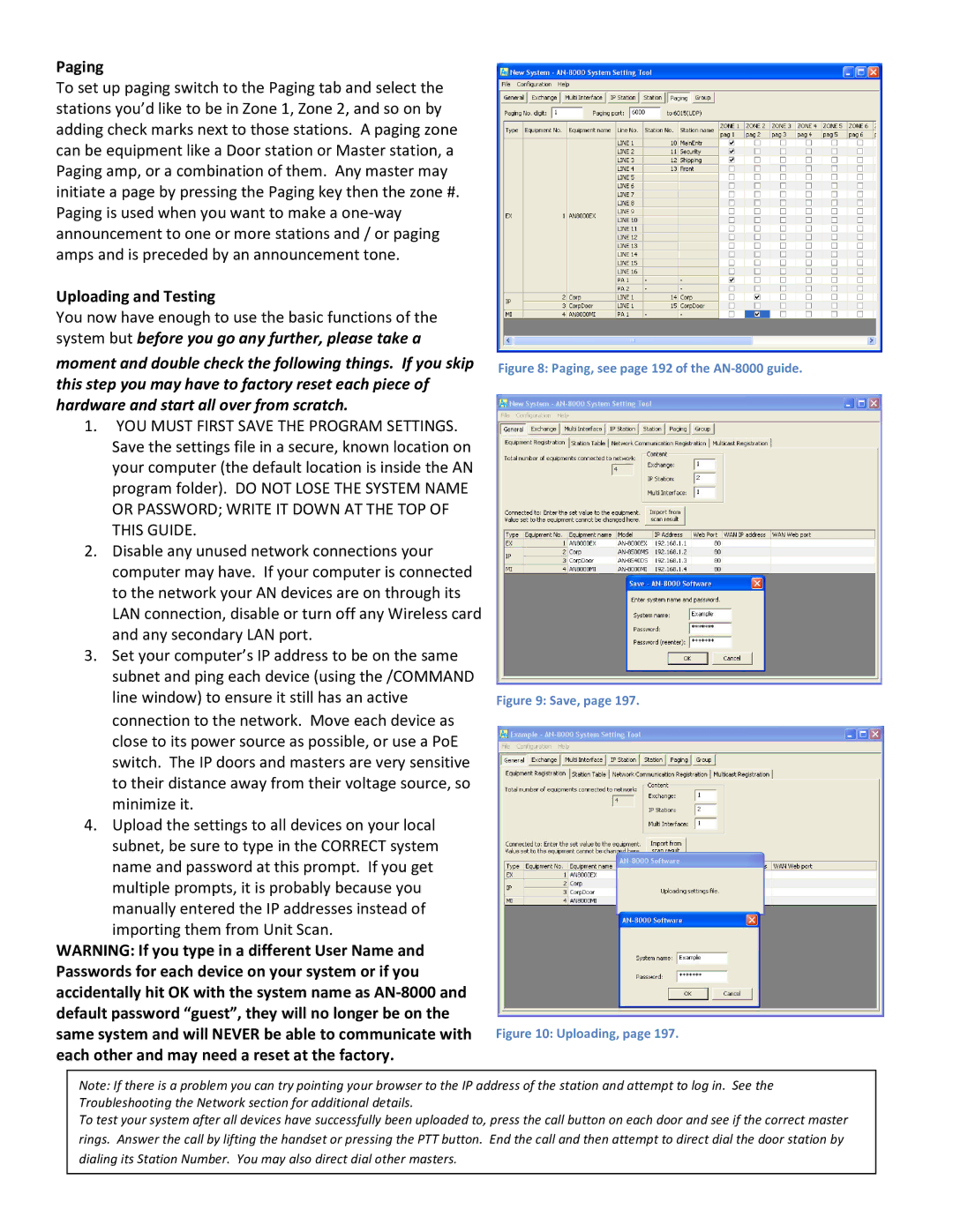 Aiphone quick start Paging, see page 192 of the AN-8000 guide 