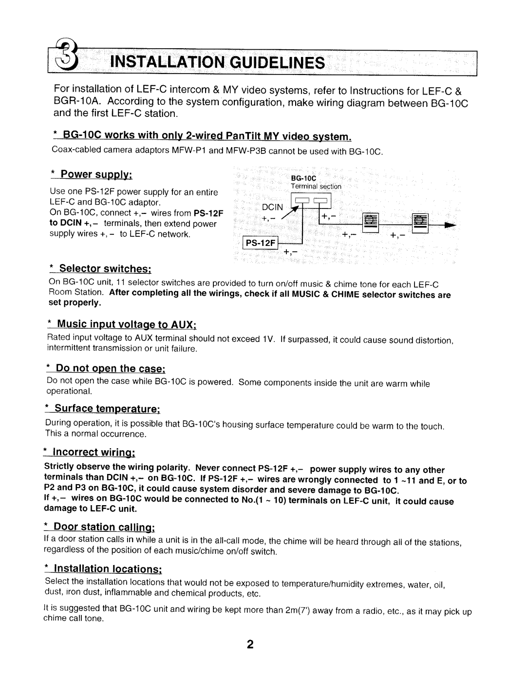 Aiphone BG-10C manual 
