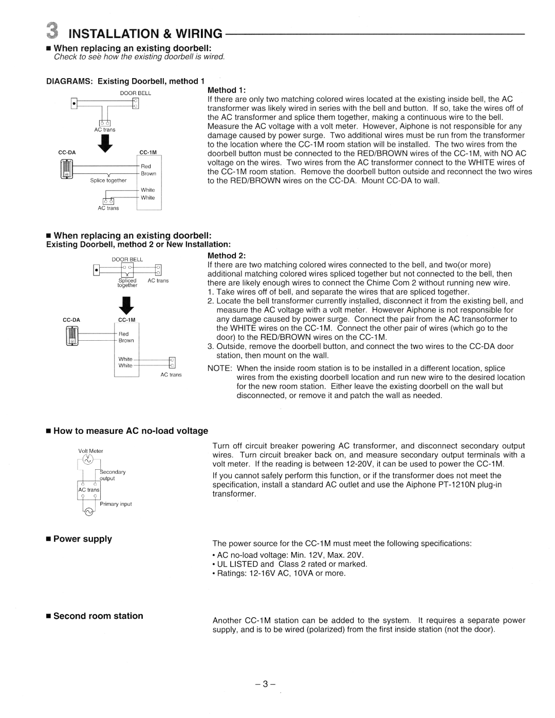 Aiphone CC-1M, Ccs 1a manual 