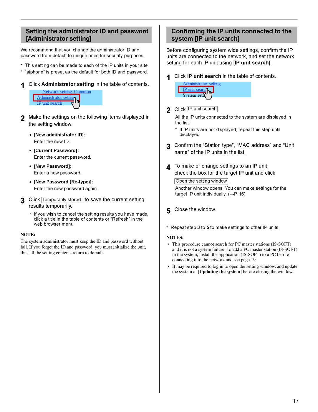 Aiphone FK1629 B 0811YZ operation manual Close the window, Repeat to 5 to make settings to other IP units 