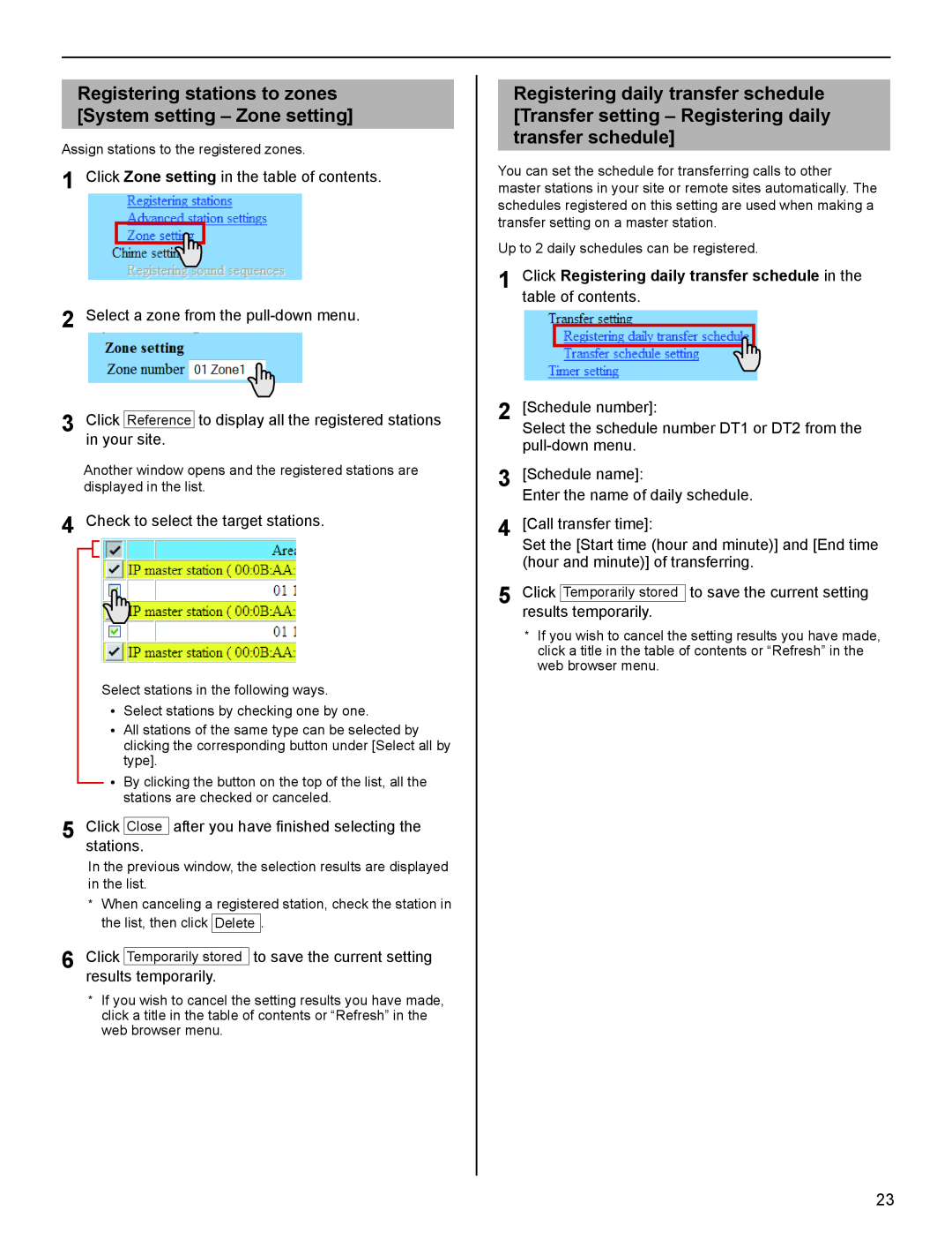 Aiphone FK1629 B 0811YZ operation manual Registering stations to zones System setting - Zone setting 