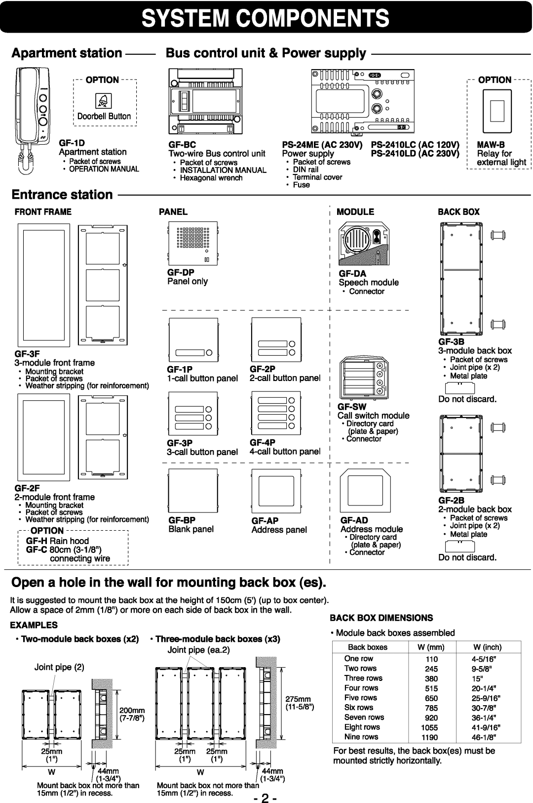 Aiphone GF-3P, GF-1D, GF-3F, GF-2P, GF-4P, GF-2F, GF-DA, GF-2B, GF-3B, GF-DP, GF-1P, GF-SW manual 