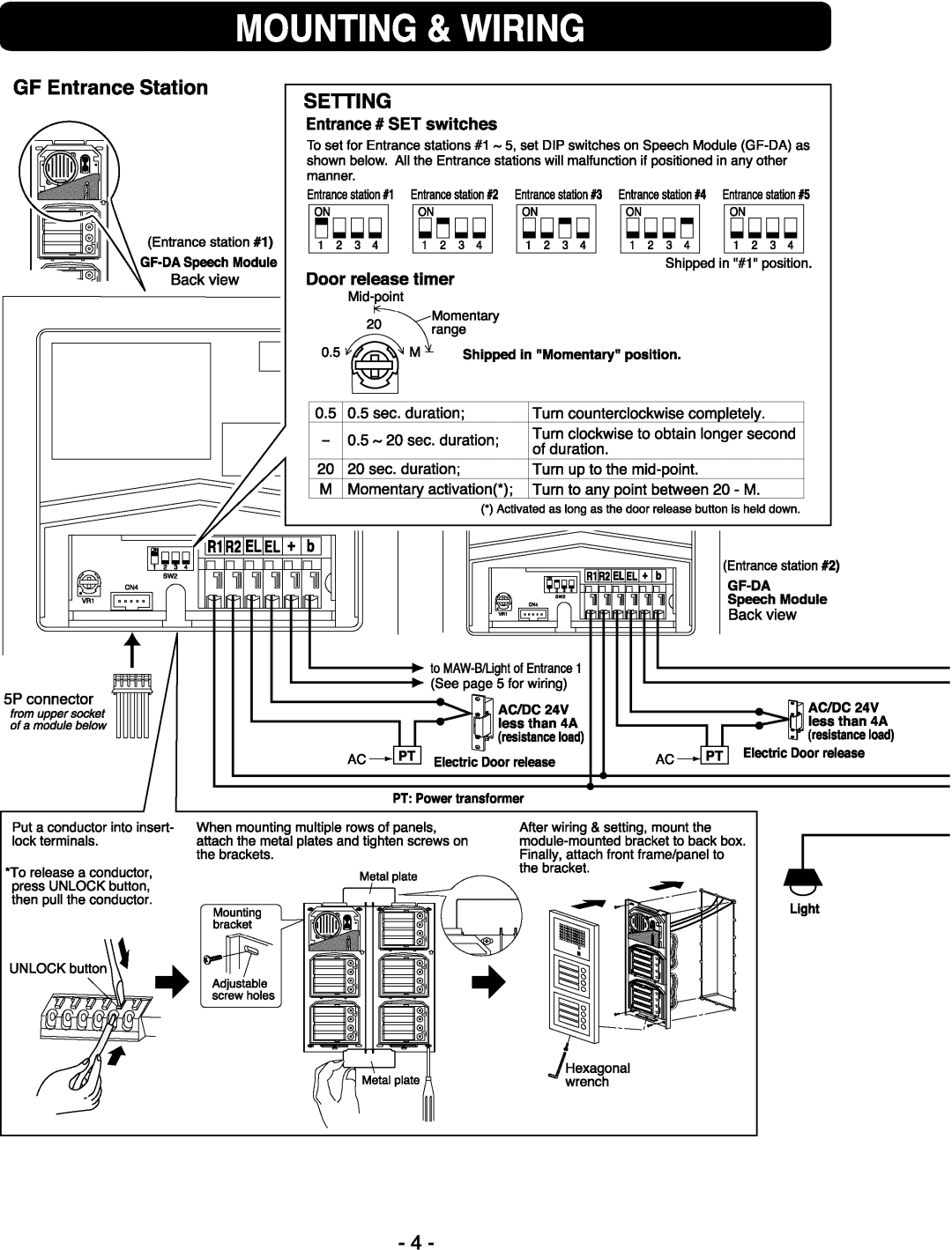 Aiphone GF-4P, GF-1D, GF-3F, GF-3P, GF-2P, GF-2F, GF-DA, GF-2B, GF-3B, GF-DP, GF-1P, GF-SW manual 